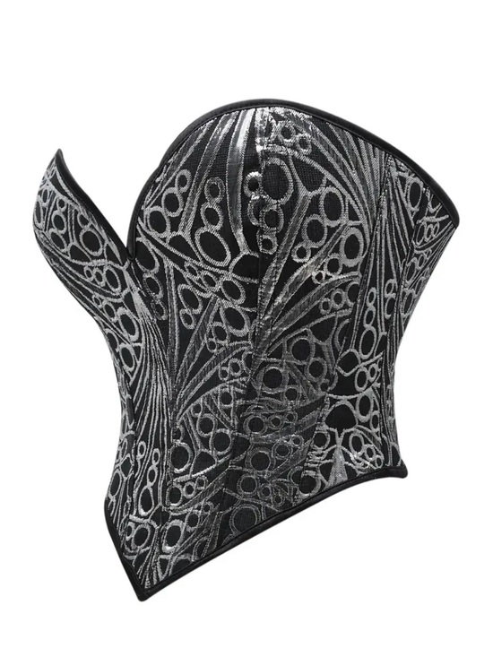 Other - XL Black and Silver Brocade Lace Up Overbust Corset NWT